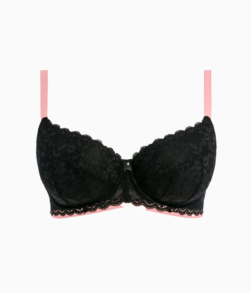 Freya Offbeat Underwire Padded Half Cup Bra: Black