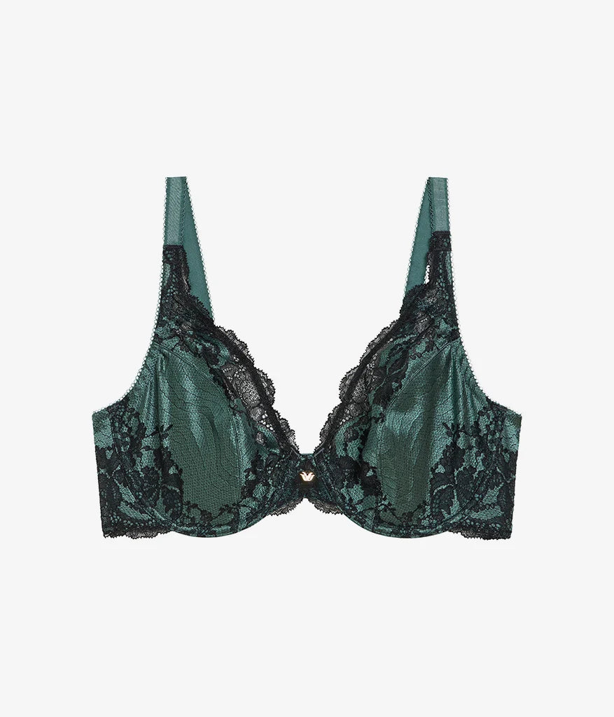 Modern Affair Plunge Underwire Bra: Silver Pine/Black