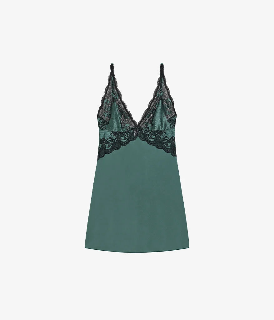 Modern Affair Chemise: Silver Pine/Black