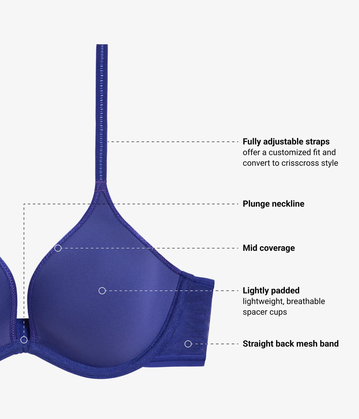 Full Transparency Plunge T-Shirt Bra: Spectrum Blue