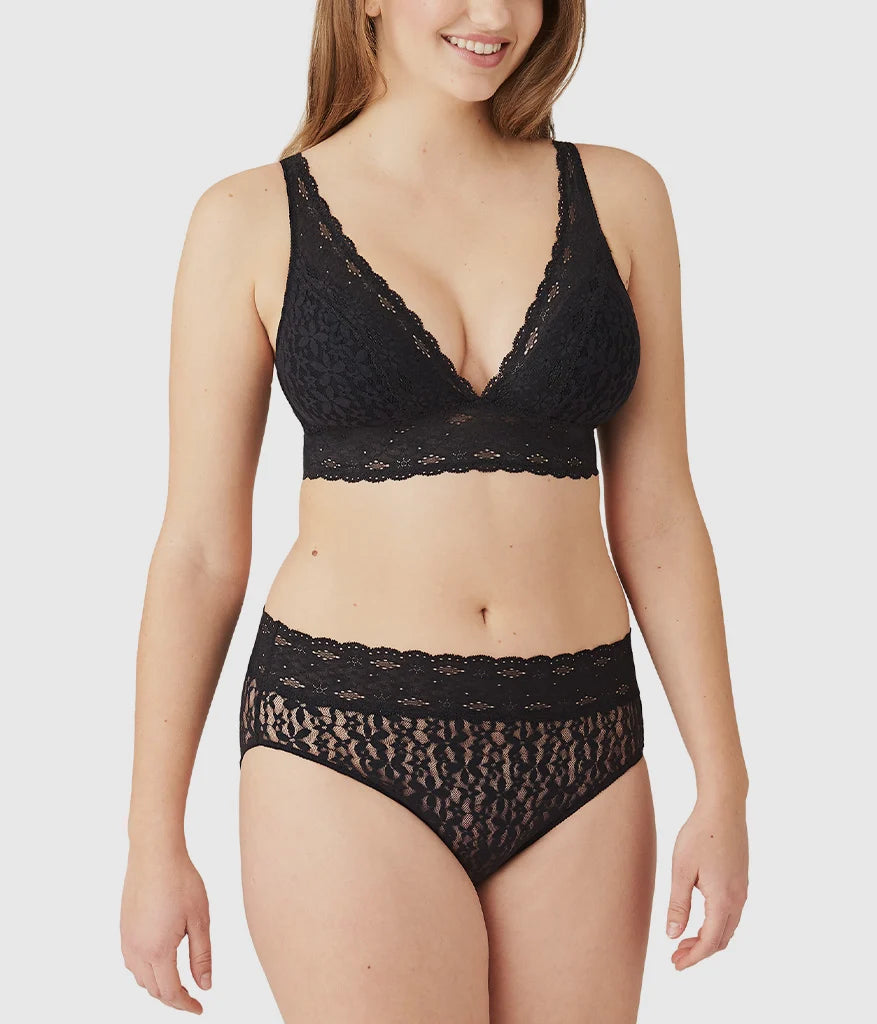 Halo Lace Wire Free Bralette: Black