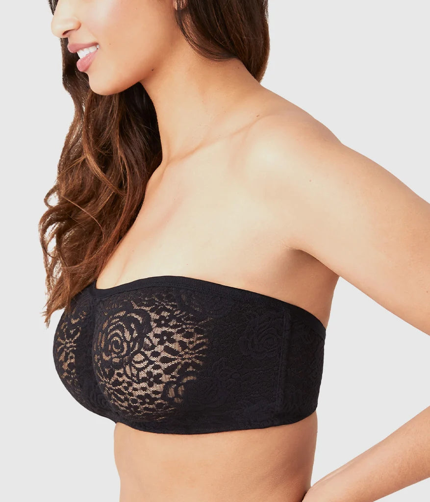 Halo Lace Strapless Underwire Bra: Black