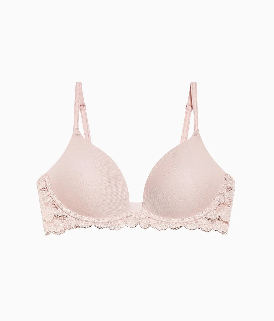 Feeling Famous Wire Free Push Up Bra: Rose Smoke/White