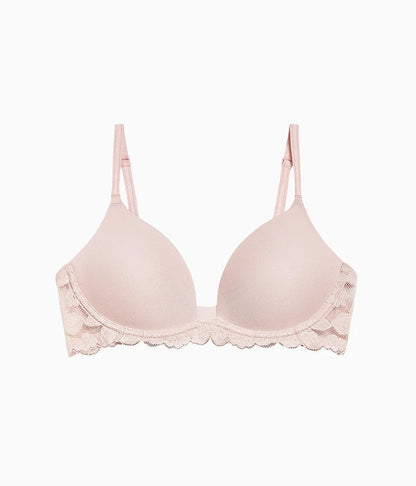 Feeling Famous Wire Free Push Up Bra: Rose Smoke/White