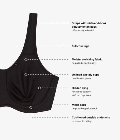 Simone Sport Underwire Bra: Black