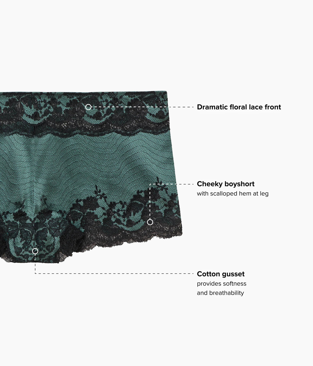 Modern Affair Boyshort: Silver Pine/Black