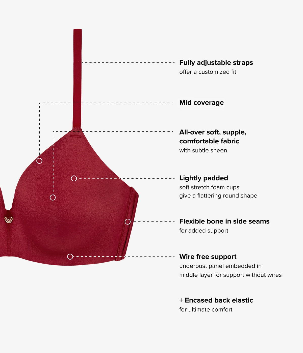 Baseline Wire Free T-Shirt Bra: Cabernet