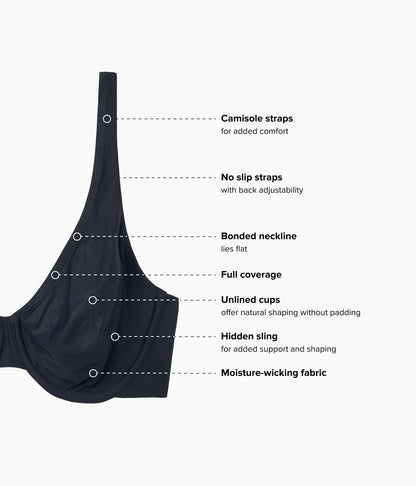 Comfortable Cool Underwire Bra: Black