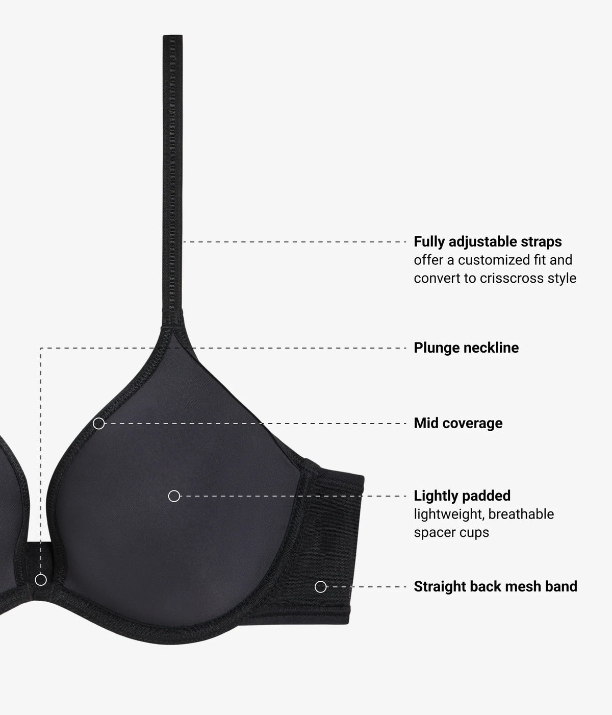 Full Transparency Plunge T-Shirt Bra: Night