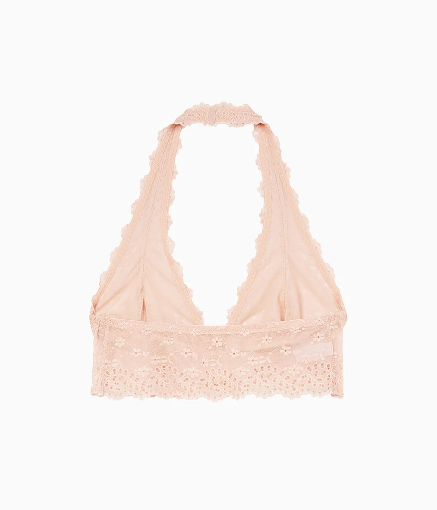 Inspired Eyelet Halter Bralette: Rose Smoke