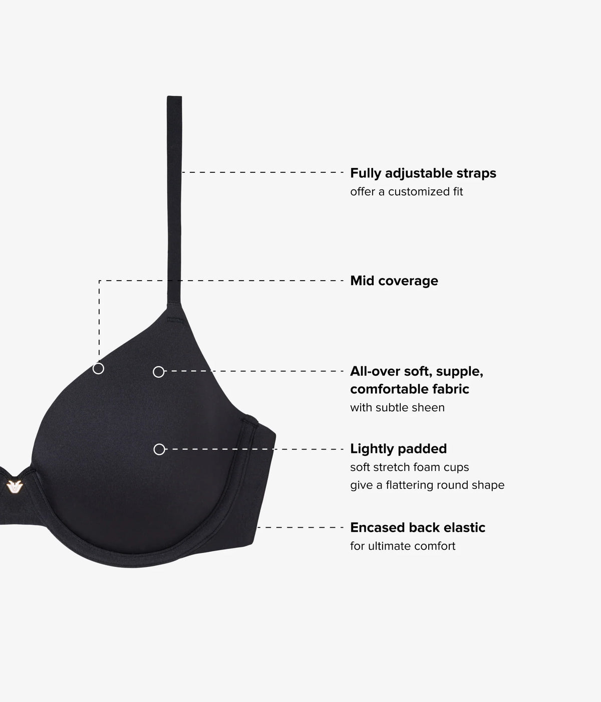 Baseline T-Shirt Bra: Black