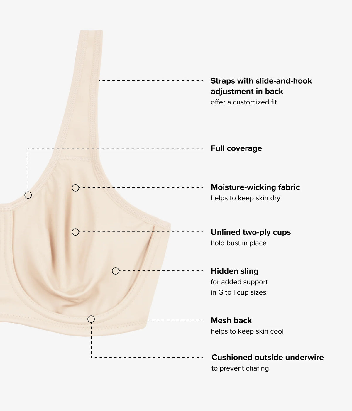 Simone Sport Underwire Bra: Sand