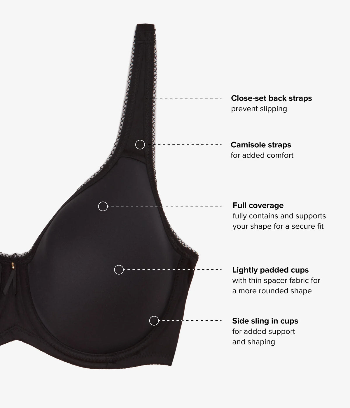 Basic Beauty Spacer Underwire T-Shirt Bra: Black