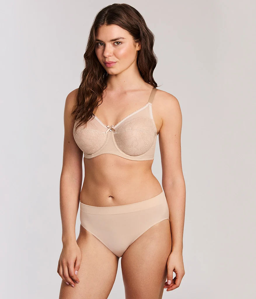 Retro Chic Full Figure Underwire Bra: Toast