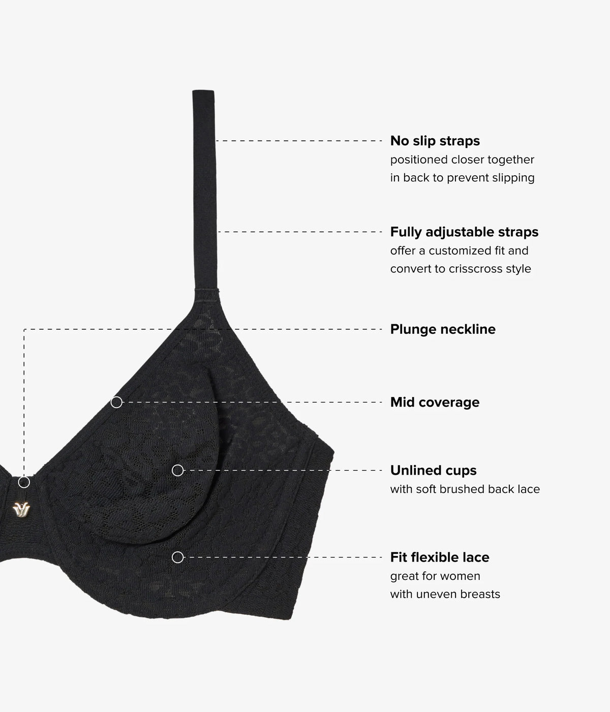 High Bar™ Plunge Underwire Bra: Black