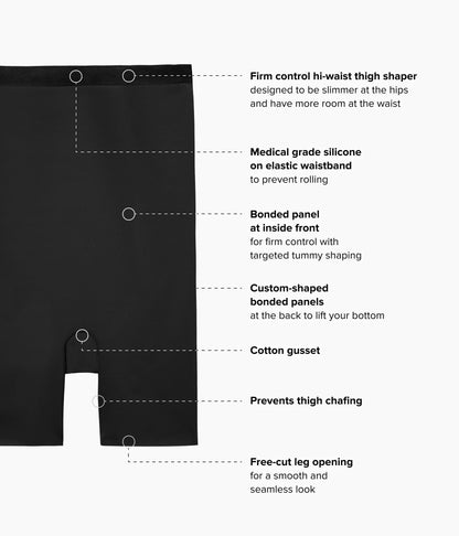 Shape Revelation® Straight Hi-Waist Thigh Shaper: Black