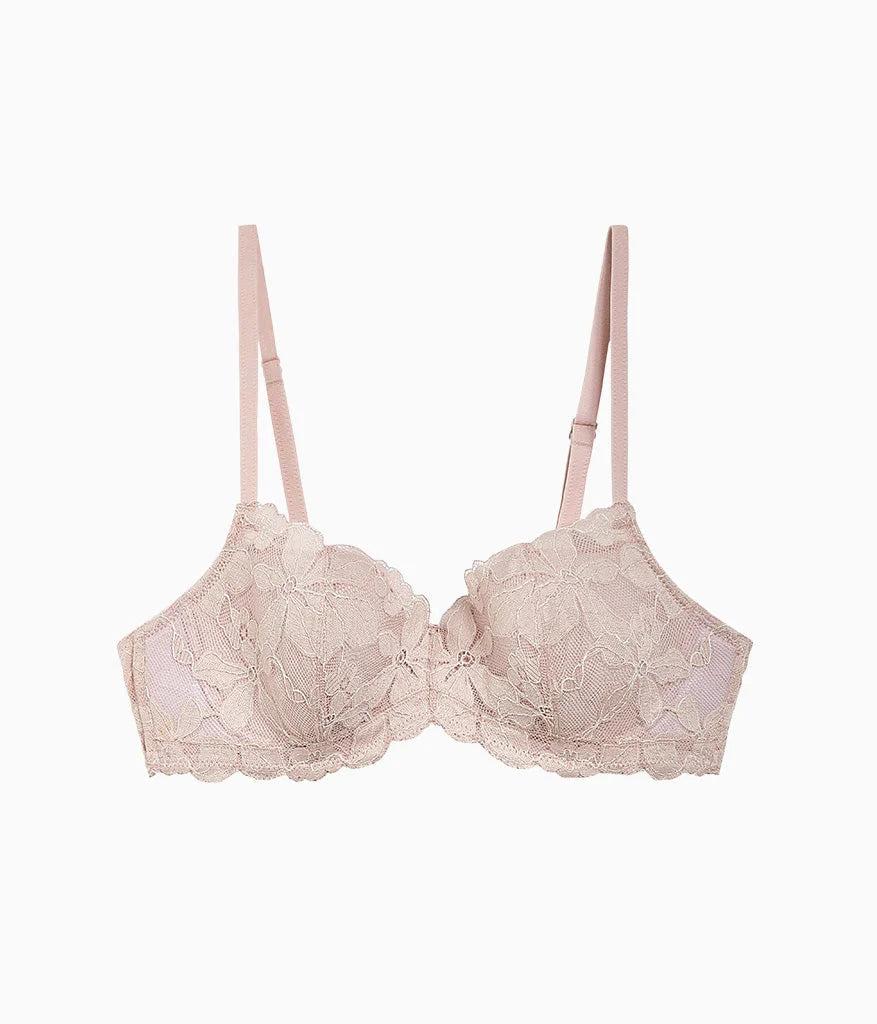 Feeling Famous Balconette Contour Bra: Rose Smoke/White