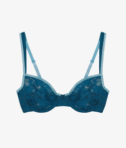 Shadow Scene Underwire Bra: Blue Coral