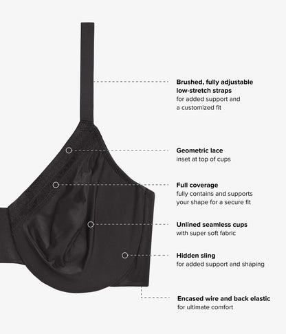 Perfect Primer Full Figure Underwire Bra: Black